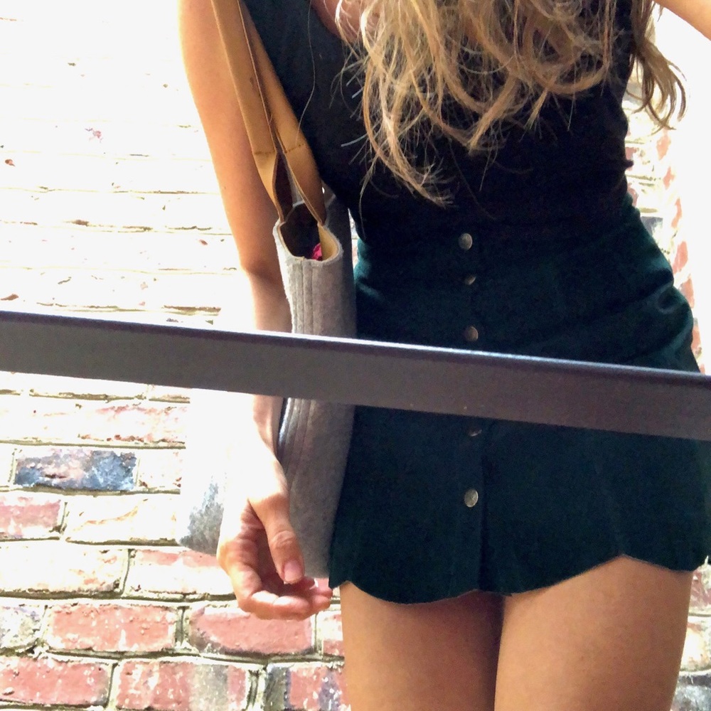 Vintage Jou Jou green suede mini skirt